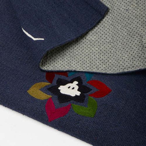 Handmade Cotton Yoga Mat – Dark blue