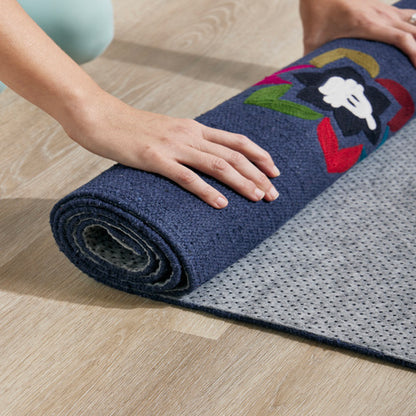 Handmade Cotton Yoga Mat – Dark blue