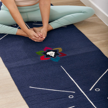 Handmade Cotton Yoga Mat – Dark blue
